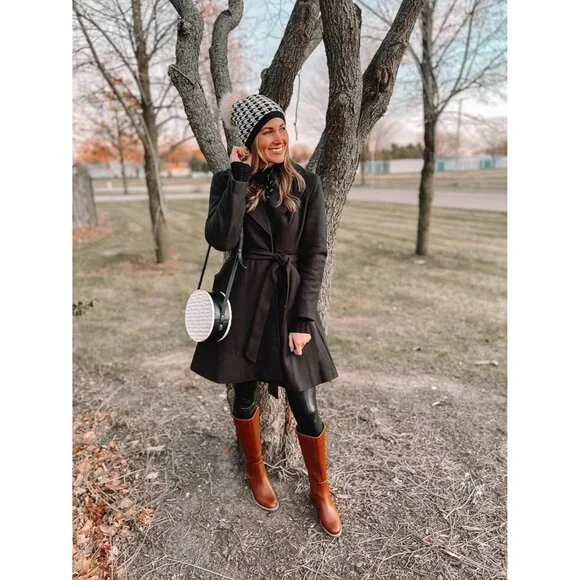 Versatile Women's Belted A-Line Peacoat - Lined & Perfect for All Occasions